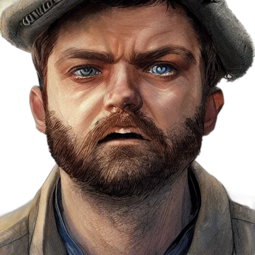 face, hat, staff, weapon, photorealistic, concept art, comic book art, watercolor transparent PNG cut-out