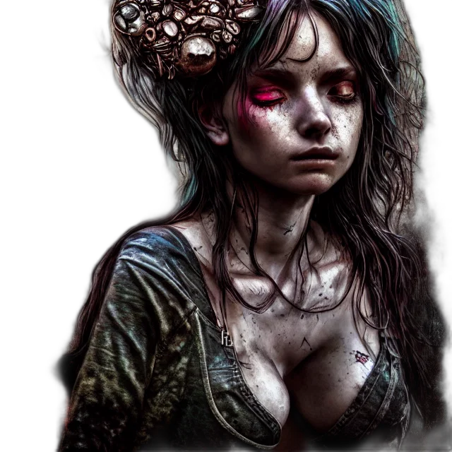 face, fantasy art, comic book art, photorealistic, concept art, dark, blue, red transparent PNG cut-out