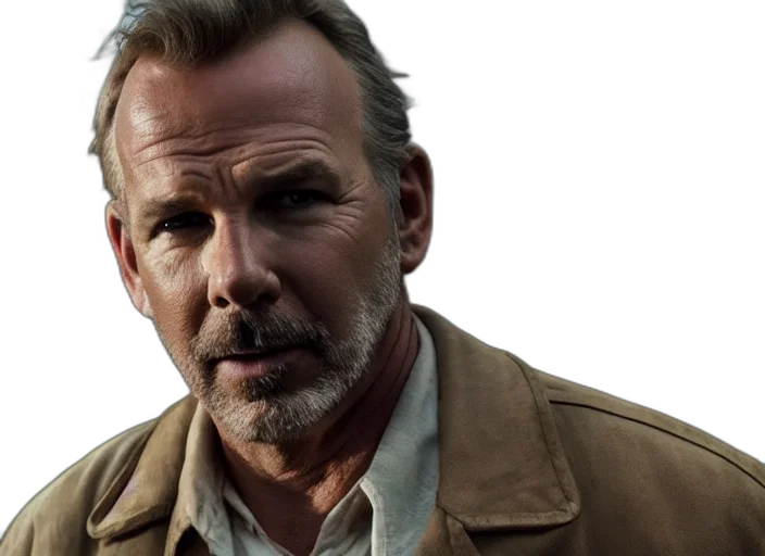 photorealistic, film, still, kevin, costner, jim, hopper, stranger transparent PNG cut-out