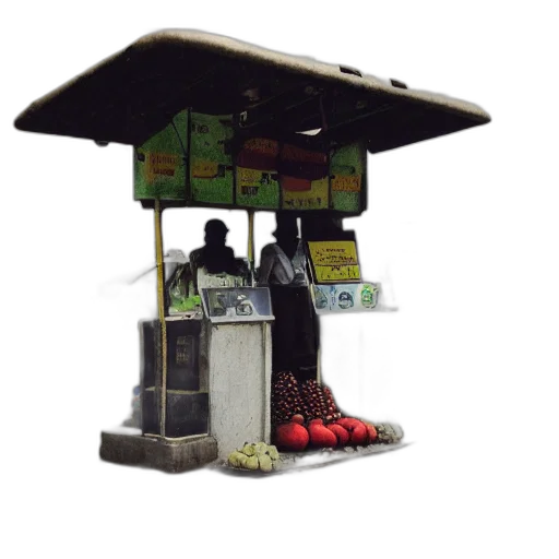 food, staff, robot, umbrella, photorealistic, 3d render, concept art, pixel art transparent PNG cut-out