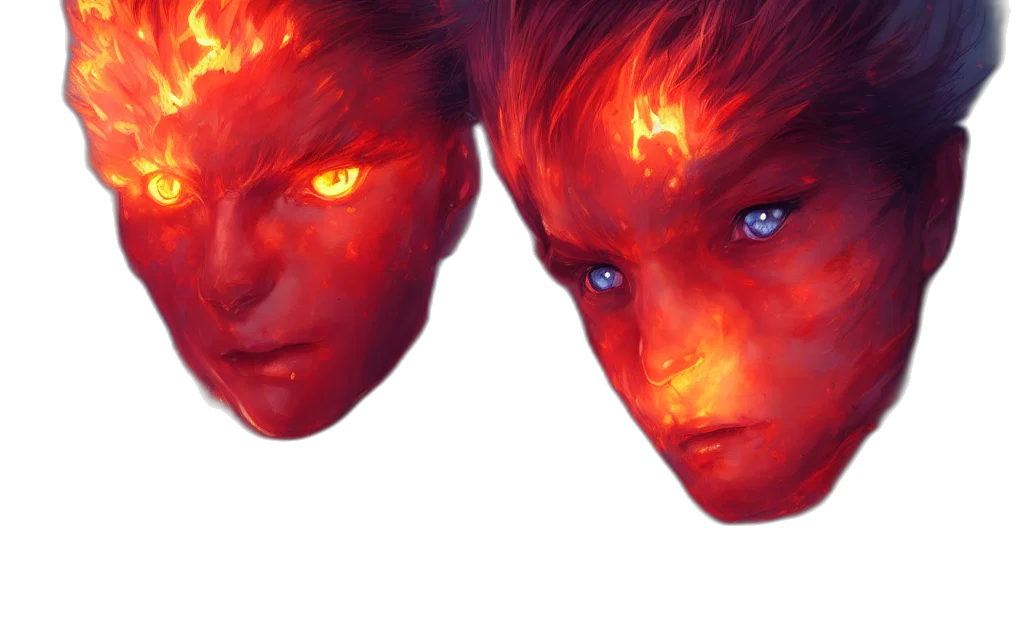 face, mask, concept art, 3d render, fantasy art, photorealistic, fire, neon lights transparent PNG cut-out