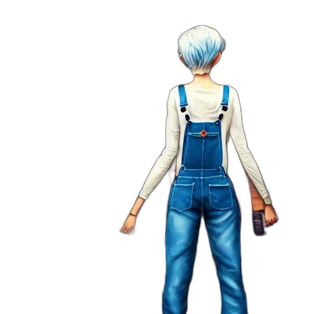 jacket, weapon, staff, robot, concept art, 3d render, pixel art, anime transparent PNG cut-out
