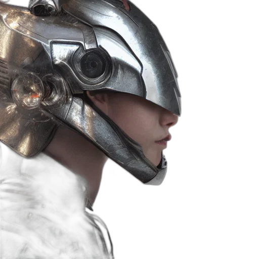 sword, mask, robot, crown, concept art, 3d render, fantasy art, photorealistic transparent PNG cut-out
