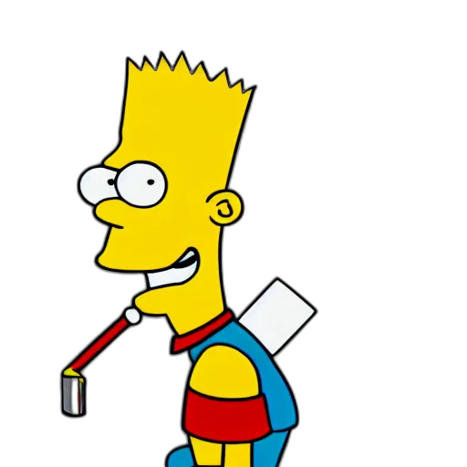 staff, cartoon, pixel art, concept art, 3d render, bart, simpson, smoking transparent PNG cut-out