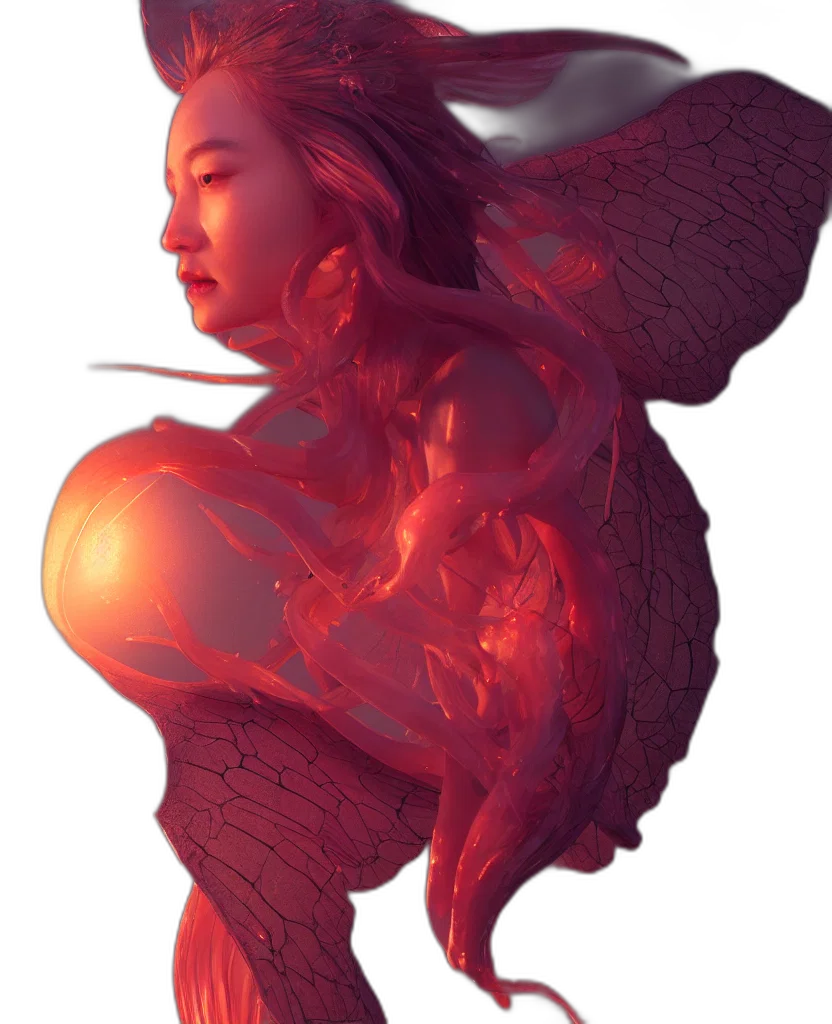 dragon, concept art, fantasy art, photorealistic, comic book art, fire, neon lights, red transparent PNG cut-out