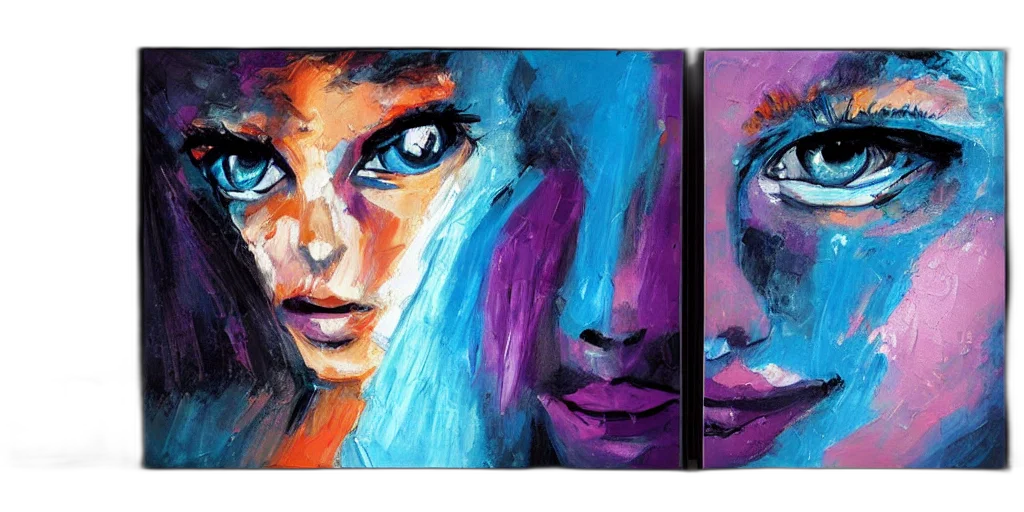 face, mask, comic book art, concept art, photorealistic, watercolor, colorful, blue transparent PNG cut-out