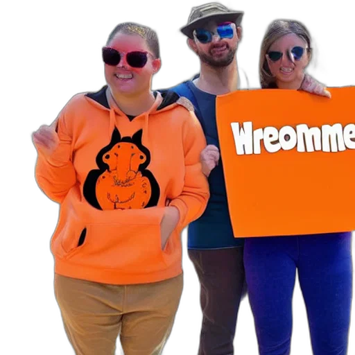 portrait, photo, kangaroo, wearing, orange, hoodie, blue, sunglasses transparent PNG cut-out
