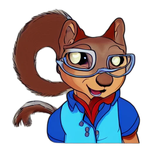 staff, jacket, animal, cartoon, concept art, 3d render, comic book art, drawing transparent PNG cut-out