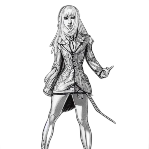 jacket, concept art, comic book art, pencil sketch, cartoon, skirt, black, liner transparent PNG cut-out