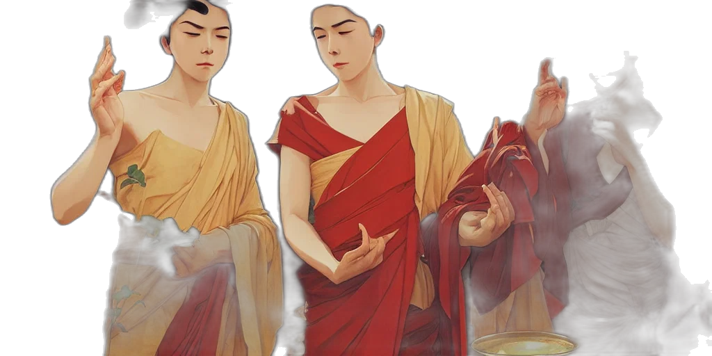 concept art, photorealistic, fantasy art, 3d render, red, buddhism, style, studio transparent PNG cut-out