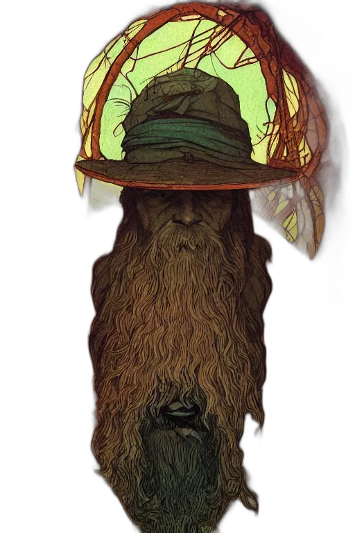 hat, staff, creature, mask transparent PNG cut-out