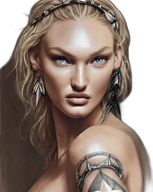 jewelry, face, hair, photorealistic, fantasy art, concept art, comic book art, earth tones transparent PNG cut-out