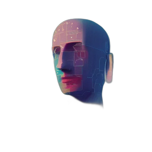 robot, face, mask, creature, vaporwave, 3d render, cyberpunk, pixel art transparent PNG cut-out