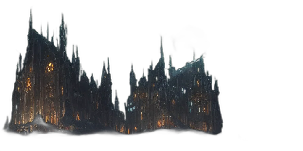 crown, building, concept art, fantasy art, watercolor, 3d render, fog, city street transparent PNG cut-out