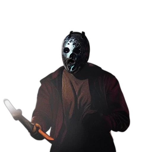 mask, jacket, staff, creature transparent PNG cut-out