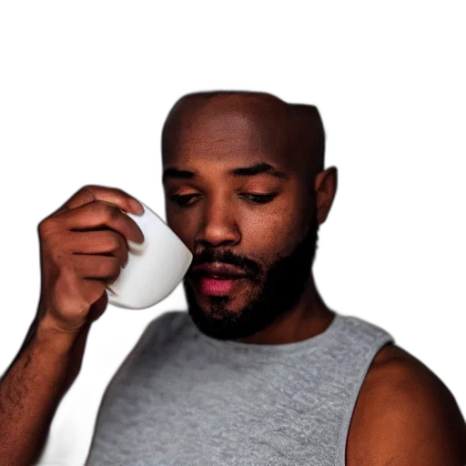 food, face, photorealistic, fog, black, man, drinking, coffee transparent PNG cut-out
