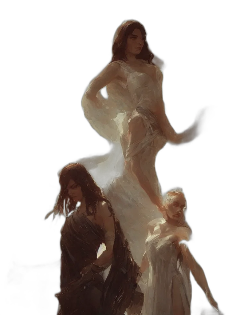 dress, hair, staff, concept art transparent PNG cut-out