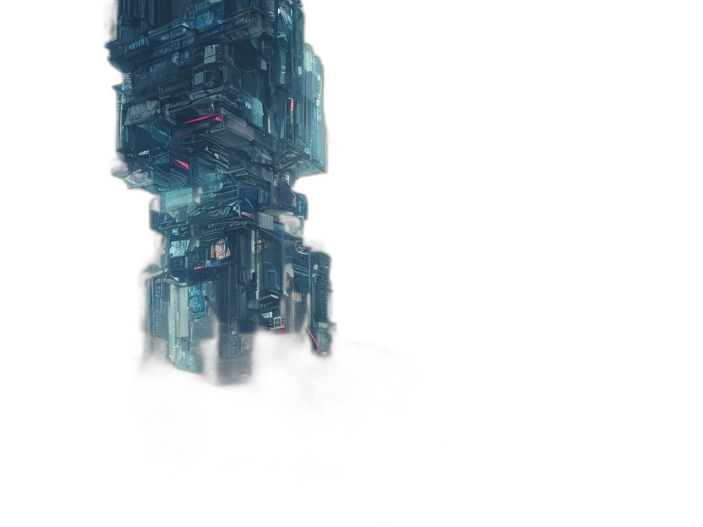 building, robot, weapon, dress, cyberpunk, concept art, 3d render, pixel art transparent PNG cut-out
