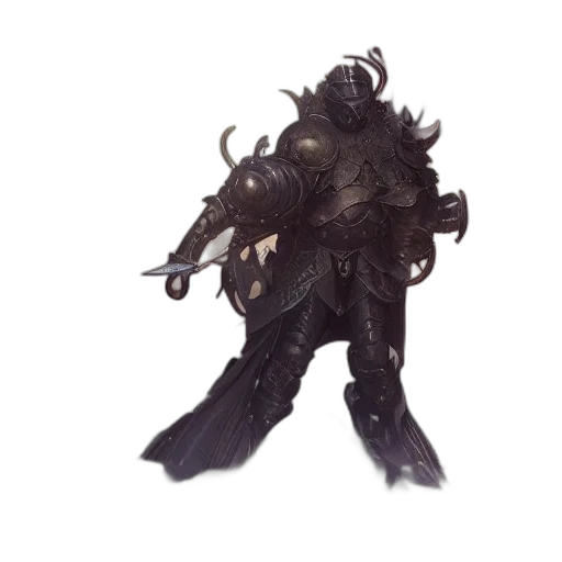 creature, weapon, staff, mask, concept art, fantasy art, 3d render, dark transparent PNG cut-out