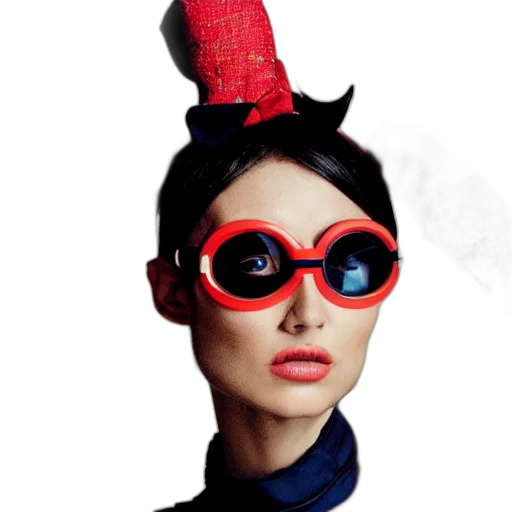 mask, hat, crown, face, photorealistic, red, woman, googles transparent PNG cut-out