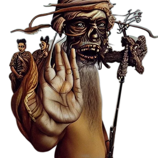 staff, mask, face, creature, concept art, fantasy art, comic book art, photorealistic transparent PNG cut-out