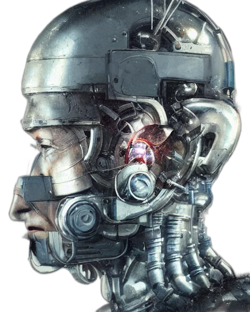 robot, face, mask, weapon, cyberpunk, concept art, 3d render, photorealistic transparent PNG cut-out