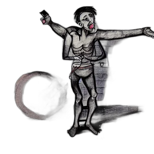 creature, staff, mask, robot, concept art, comic book art, fantasy art, watercolor transparent PNG cut-out