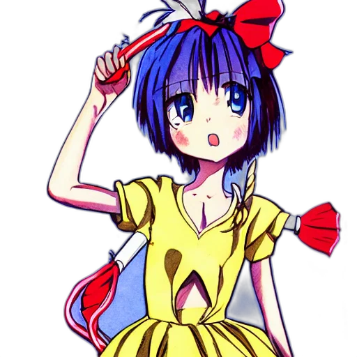 dress, staff, robot, hat, anime, cartoon, watercolor, pixel art transparent PNG cut-out