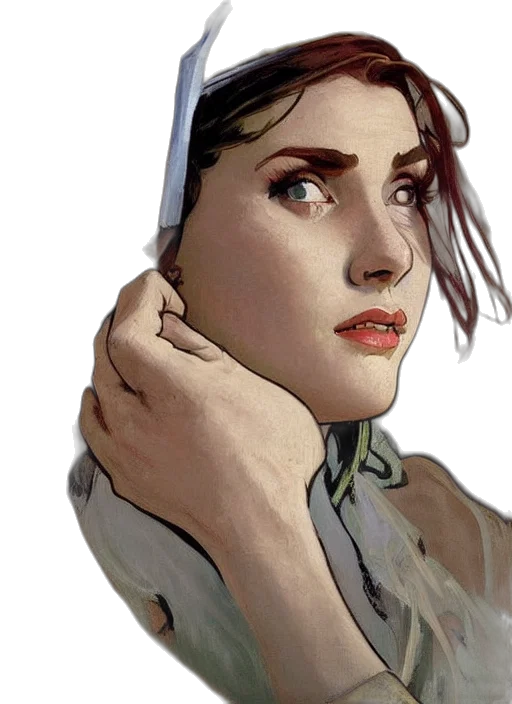 face, jewelry, hat, comic book art, concept art, photorealistic, fantasy art, underwater transparent PNG cut-out