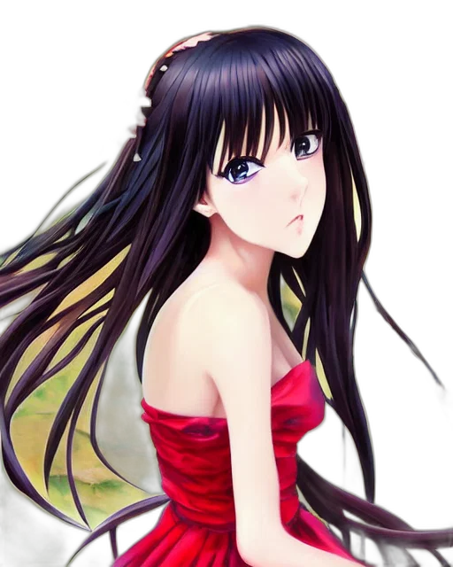 dress, face, anime, photorealistic transparent PNG cut-out