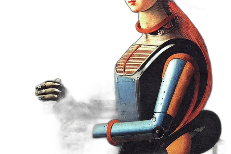 robot, concept art, cyberpunk, comic book art transparent PNG cut-out