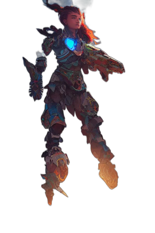 robot, weapon, staff, sword, concept art, fantasy art, pixel art, cyberpunk transparent PNG cut-out