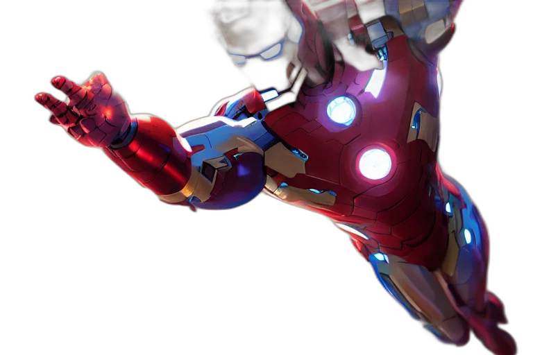 robot, weapon, 3d render, concept art, comic book art, pixel art, super, ironman transparent PNG cut-out