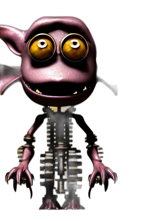robot, creature, animal, staff, 3d render, concept art, cartoon, tiny transparent PNG cut-out