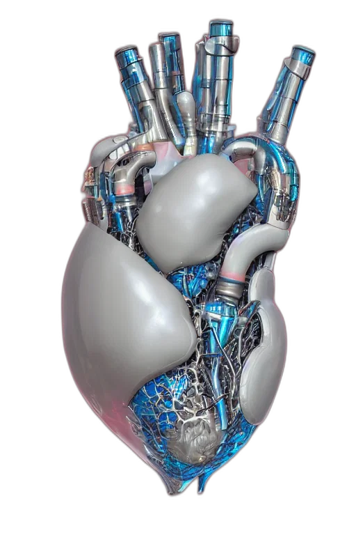 robot, jewelry, 3d render, cyberpunk, close, portrait, cybernetic, heart transparent PNG cut-out