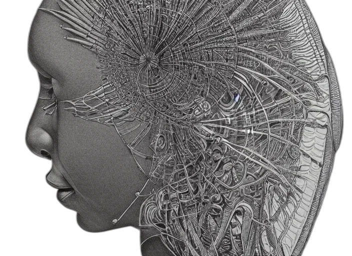 crown, hair, face, mask, 3d render, cyberpunk, photorealistic, pencil sketch transparent PNG cut-out
