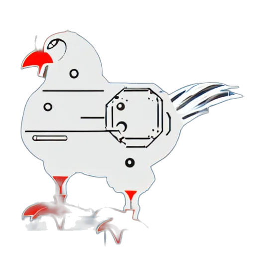 robot, concept art, 3d render, pixel art, schematic, robotic, chicken transparent PNG cut-out
