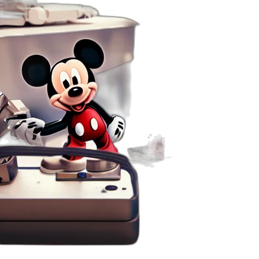 3d render, concept art, cybertronic, mickey, mouse, being, dissected, group transparent PNG cut-out