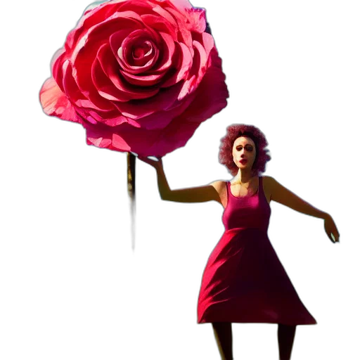 dress, flower, umbrella, crown, photorealistic, concept art, 3d render, pixel art transparent PNG cut-out