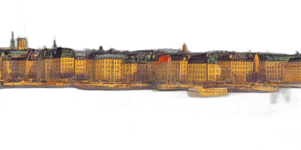 building, photorealistic, 3d render, concept art, watercolor, city street, stockholm, city transparent PNG cut-out
