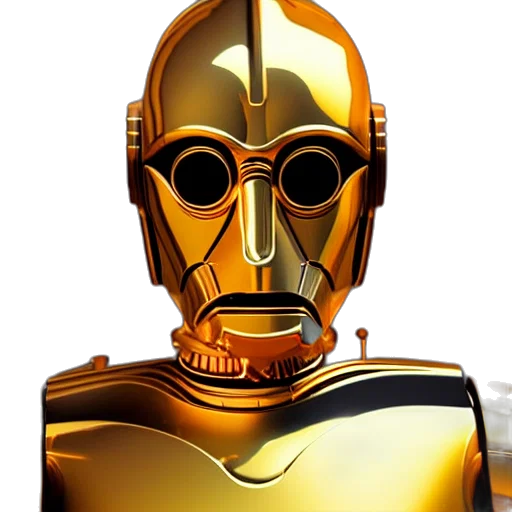 robot, mask, face, 3d render, concept art, photorealistic, golden, still transparent PNG cut-out