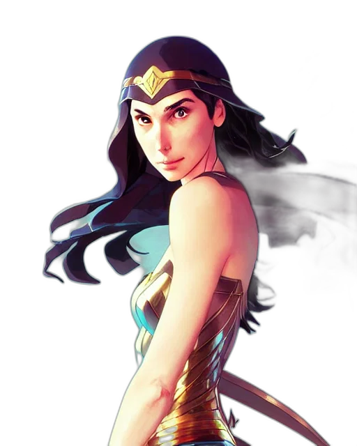 comic book art, fantasy art, concept art, pixel art, gal, gadot, mage, fantasy transparent PNG cut-out