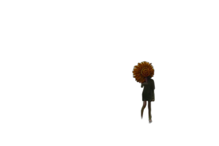 hair, dress, umbrella, staff, 3d render, concept art, pixel art, cartoon transparent PNG cut-out