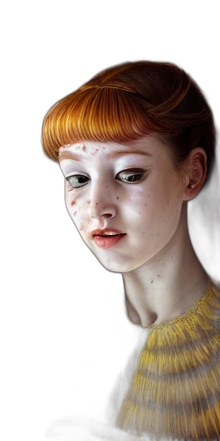 face, mask, crown, hair, photorealistic, oil painting, fantasy art, concept art transparent PNG cut-out