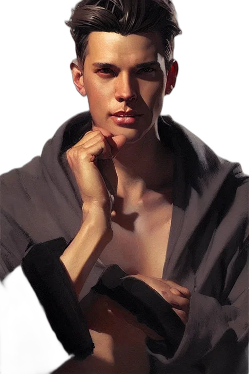 jacket, face, photorealistic, oil painting transparent PNG cut-out