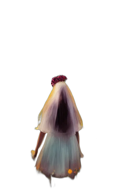 dress, crown, hair, staff transparent PNG cut-out