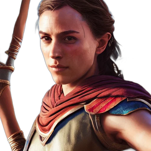 face, staff, sword, concept art, fantasy art, photorealistic, 3d render, kassandra transparent PNG cut-out