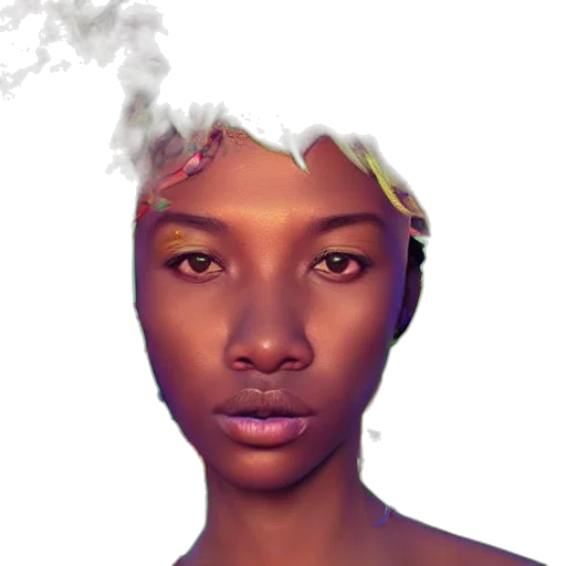 face, crown, mask, hair, photorealistic, fantasy art, concept art, 3d render transparent PNG cut-out
