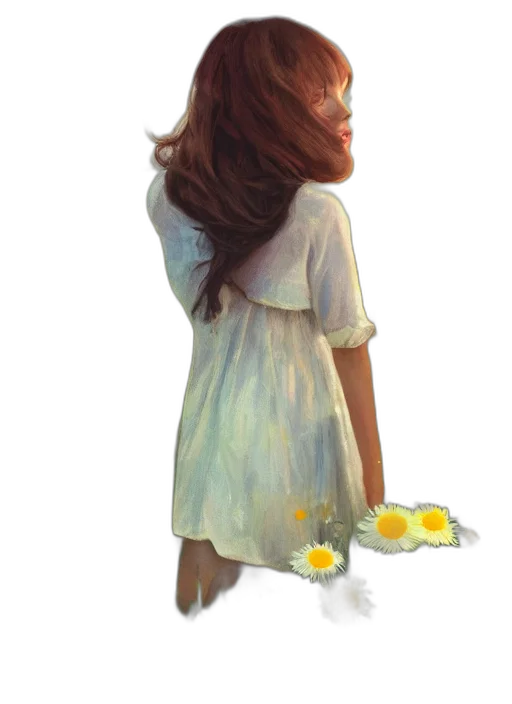 dress, face, hair, oil painting transparent PNG cut-out