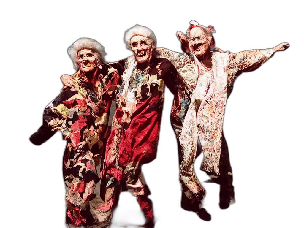 couple, grandparents, years, old, wearing, cursed, costumes, dancing transparent PNG cut-out
